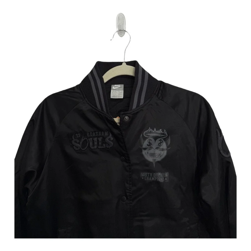 NIKE X MARK WARD Raising Hell St Reatham Women's Varsity Bomber Jacket M Black